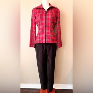 Danny & Nicole Red Plaid Pantsuit
